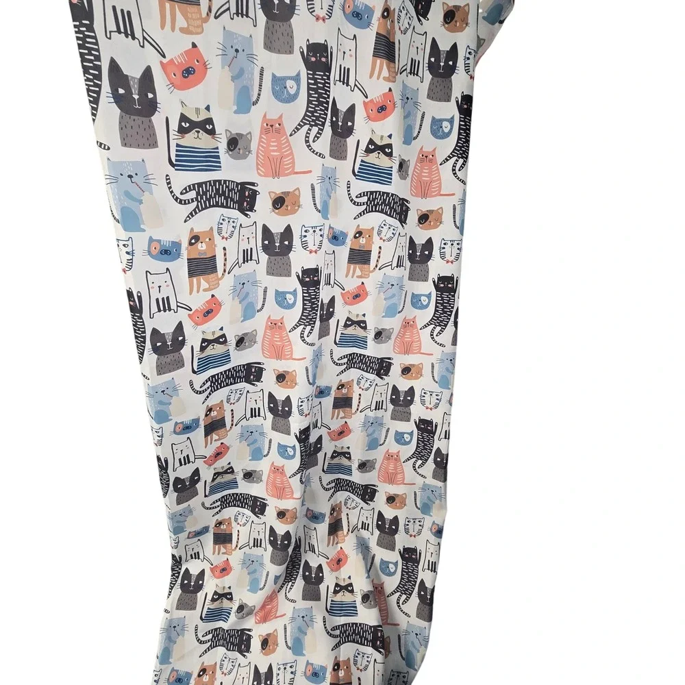 Moda at Home Cat Print Fabric Shower Curtain Multi Color 71x71 Polyester
